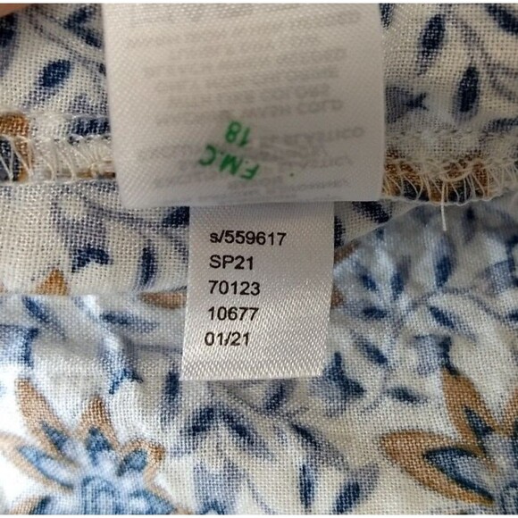 LOFT BEACH Sundress Womens Small Cream Blue Boho Coverup Dress Abstract Floral - Picture 11 of 13